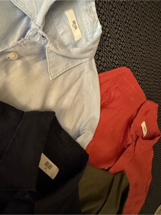 Uniqlo Other - Uniqlo Small Slim 100% Linen Button-Up Shirts in Navy, Light Blue, Olive & red